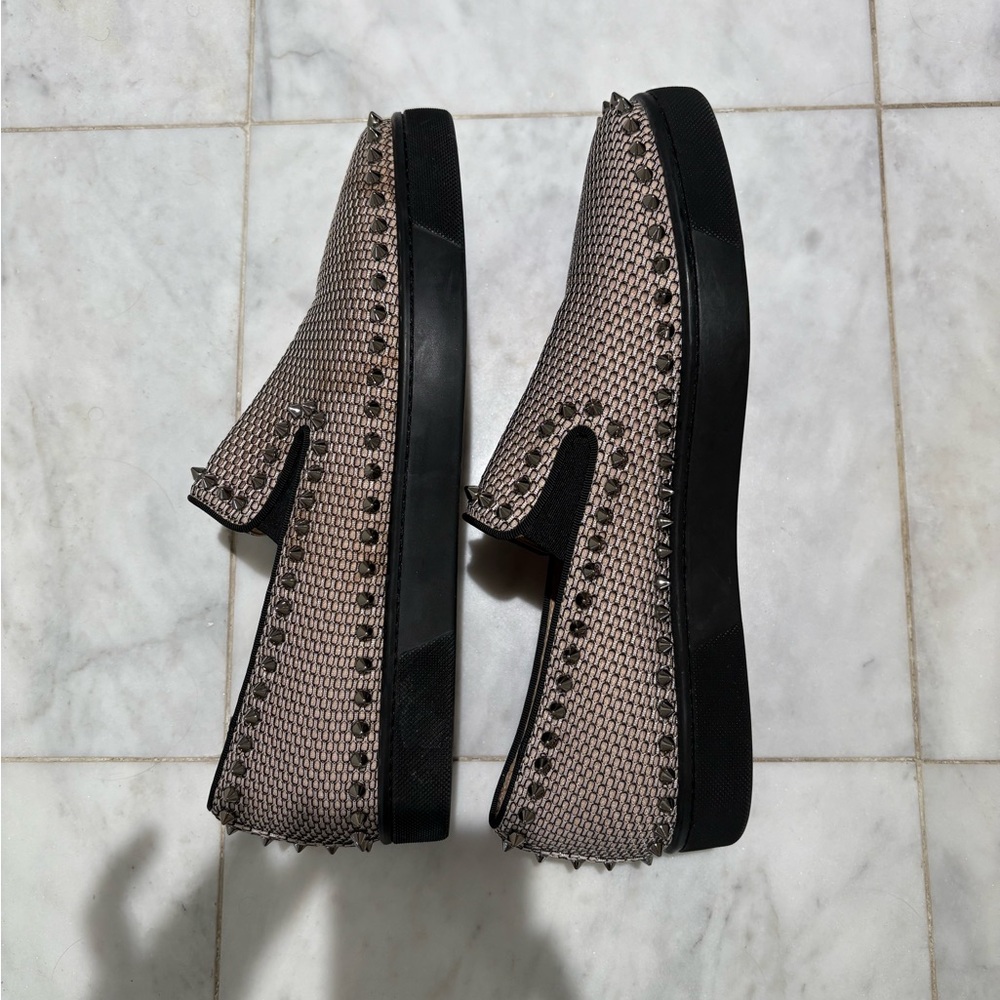 Christian Louboutin Men's Textured Spiked Loafers - Brown - Picture 5 of 7